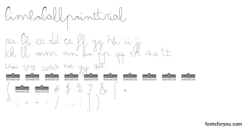 Schriftart BimboBallpointTrial – Alphabet, Zahlen, spezielle Symbole