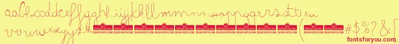 Czcionka BimboBallpointTrial – czerwone czcionki na żółtym tle