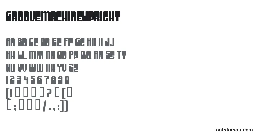Czcionka GrooveMachineUpright – alfabet, cyfry, specjalne znaki