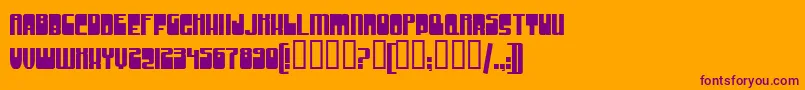 GrooveMachineUpright-Schriftart – Violette Schriften auf orangefarbenem Hintergrund