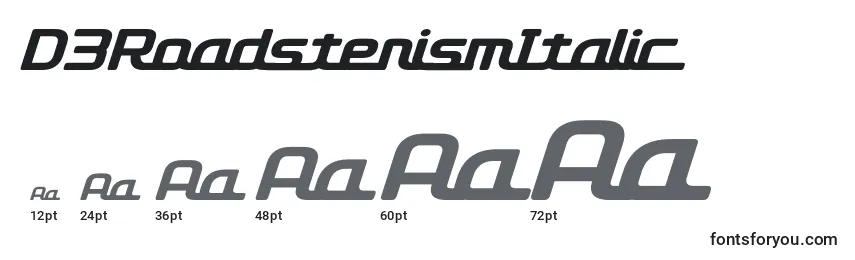 D3RoadsterismItalic Font Sizes