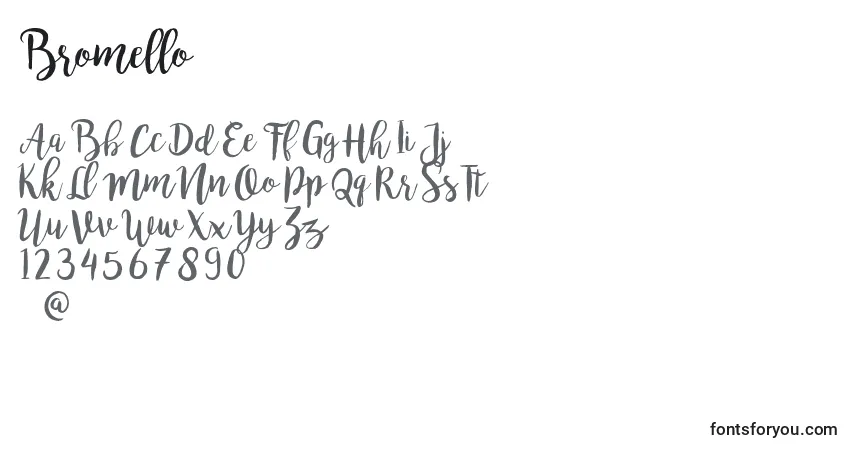 Schriftart Bromello (41373) – Alphabet, Zahlen, spezielle Symbole