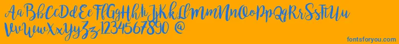 Bromello-Schriftart – Blaue Schriften auf orangefarbenem Hintergrund