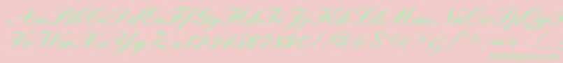 Fonte KronvikRegular – fontes verdes em um fundo rosa