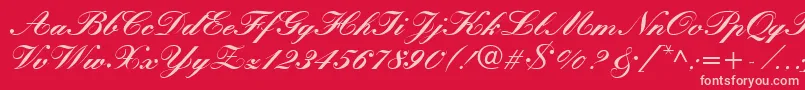 Fonte KronvikRegular – fontes rosa em um fundo vermelho