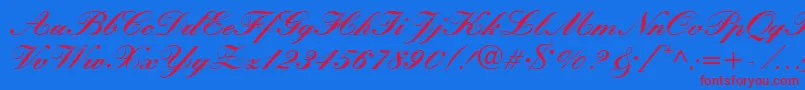 KronvikRegular Font – Red Fonts on Blue Background