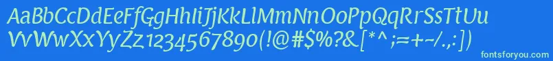fuente PfarmoniaItalic – Fuentes Verdes Sobre Fondo Azul