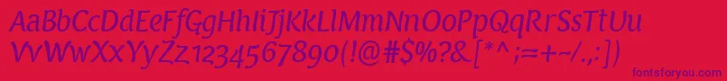 PfarmoniaItalic Font – Purple Fonts on Red Background