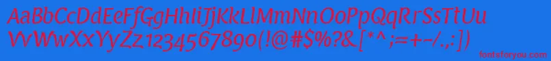 PfarmoniaItalic Font – Red Fonts on Blue Background