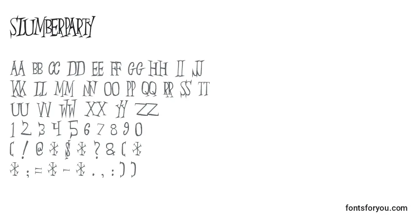 A fonte Slumberparty – alfabeto, números, caracteres especiais