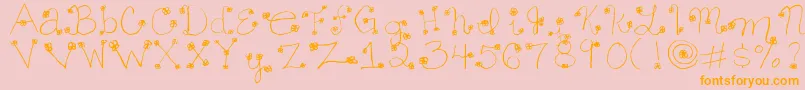 Daisymae-Schriftart – Orangefarbene Schriften auf rosa Hintergrund