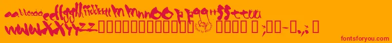 Blueskin-Schriftart – Rote Schriften auf orangefarbenem Hintergrund