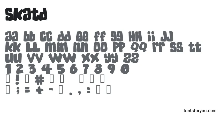 Czcionka Skatd – alfabet, cyfry, specjalne znaki