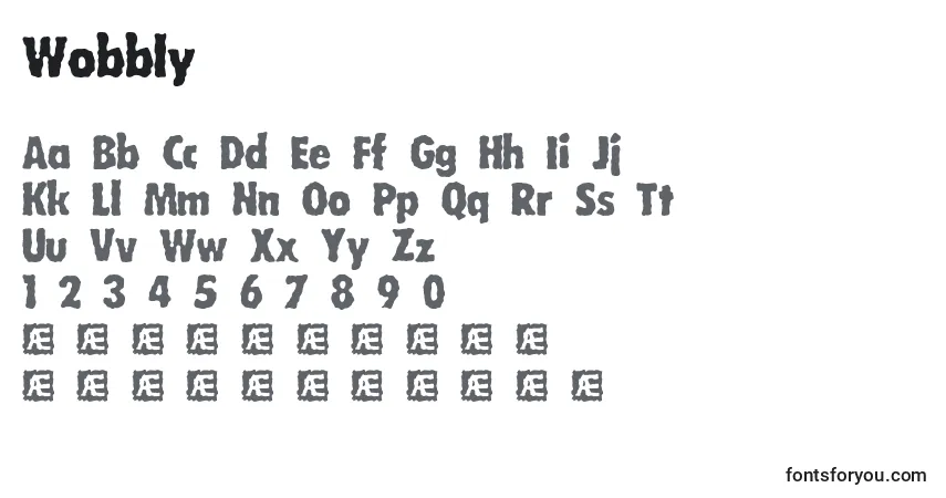 Schriftart Wobbly – Alphabet, Zahlen, spezielle Symbole