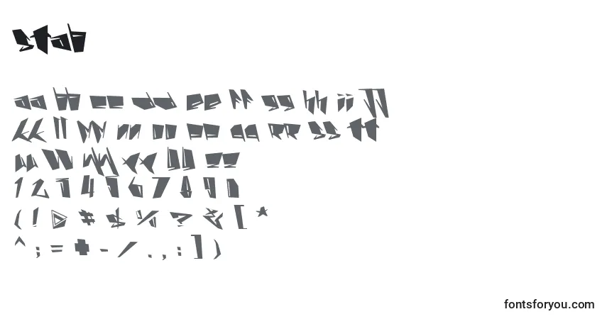 Czcionka Stab – alfabet, cyfry, specjalne znaki