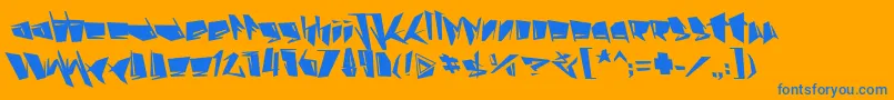 Stab-Schriftart – Blaue Schriften auf orangefarbenem Hintergrund
