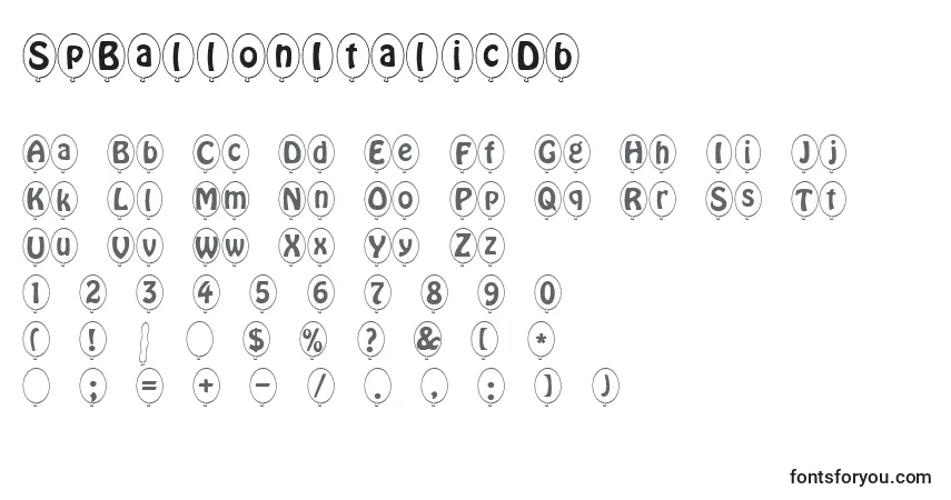 Шрифт SpBallonItalicDb – алфавит, цифры, специальные символы
