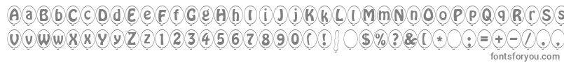 Fonte SpBallonItalicDb – fontes cinzas em um fundo branco