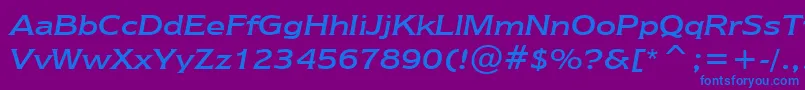 NewtextRegularItalicBt Font – Blue Fonts on Purple Background