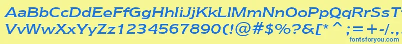 En savoir plus sur la police NewtextRegularItalicBt Police NewtextRegularItalicBt – polices bleues sur fond jaune