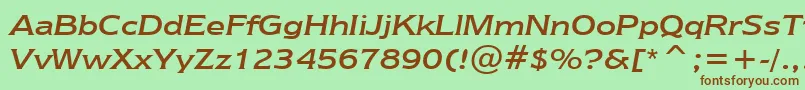 Saiba mais sobre a fonte NewtextRegularItalicBt Fonte NewtextRegularItalicBt – fontes marrons em um fundo verde