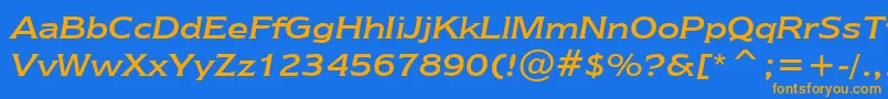 NewtextRegularItalicBt Font – Orange Fonts on Blue Background