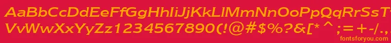 NewtextRegularItalicBt Font – Orange Fonts on Red Background