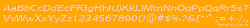 Fonte NewtextRegularItalicBt – fontes rosa em um fundo laranja