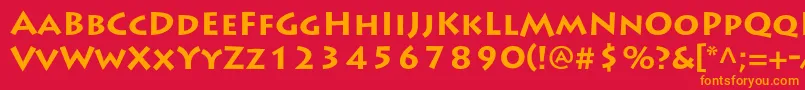 フォントLithosproBold – 赤い背景にオレンジの文字