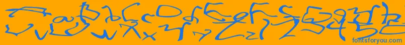 StretchedStrungWide-fontti – siniset fontit oranssilla taustalla