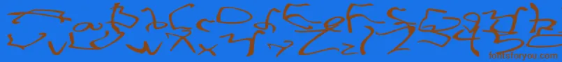 Fonte StretchedStrungWide – fontes marrons em um fundo azul