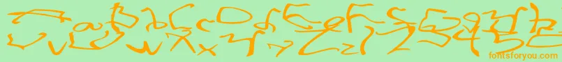 StretchedStrungWide Font – Orange Fonts on Green Background