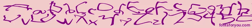 フォントStretchedStrungWide – ピンクの背景に紫のフォント