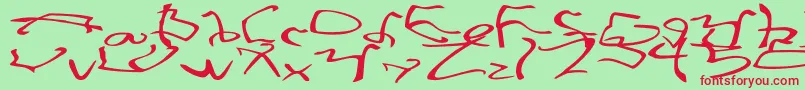 フォントStretchedStrungWide – 赤い文字の緑の背景
