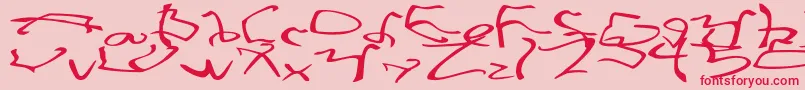 フォントStretchedStrungWide – ピンクの背景に赤い文字
