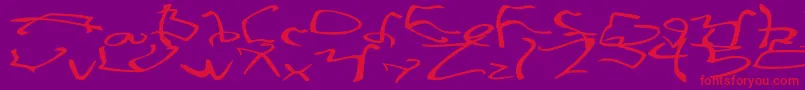 フォントStretchedStrungWide – 紫の背景に赤い文字