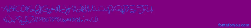 Fonte SweetlyBrokenSemibold – fontes azuis em um fundo violeta