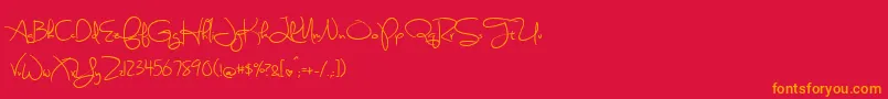 Fonte SweetlyBrokenSemibold – fontes laranjas em um fundo vermelho