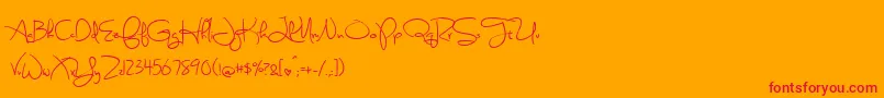 SweetlyBrokenSemibold Font – Red Fonts on Orange Background