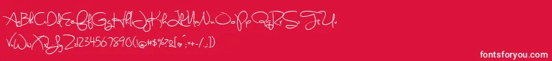Fonte SweetlyBrokenSemibold – fontes brancas em um fundo vermelho