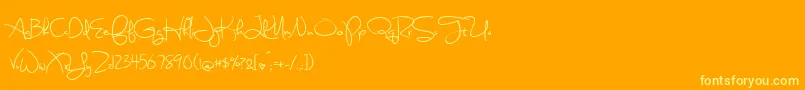 Fonte SweetlyBrokenSemibold – fontes amarelas em um fundo laranja