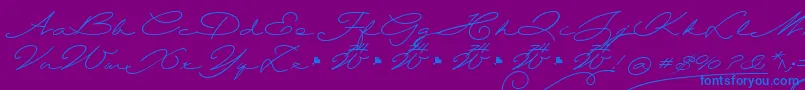 Wolframia-Schriftart – Blaue Schriften auf violettem Hintergrund