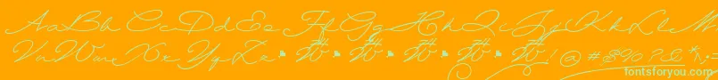 Wolframia Font – Green Fonts on Orange Background