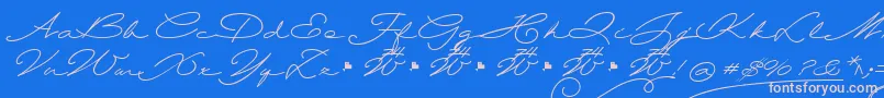 Wolframia-Schriftart – Rosa Schriften auf blauem Hintergrund