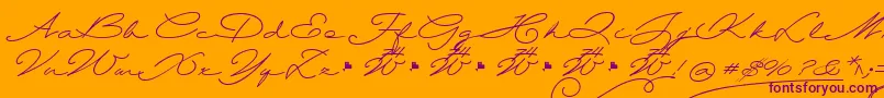 Wolframia-fontti – violetit fontit oranssilla taustalla