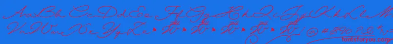 Wolframia-Schriftart – Rote Schriften auf blauem Hintergrund