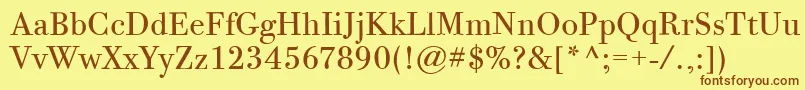BodoniTwelveItcBook-fontti – ruskeat fontit keltaisella taustalla