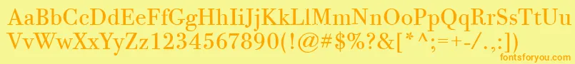BodoniTwelveItcBook-Schriftart – Orangefarbene Schriften auf gelbem Hintergrund