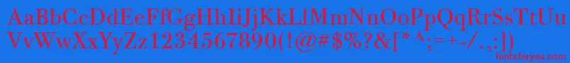 BodoniTwelveItcBook-fontti – punaiset fontit sinisellä taustalla