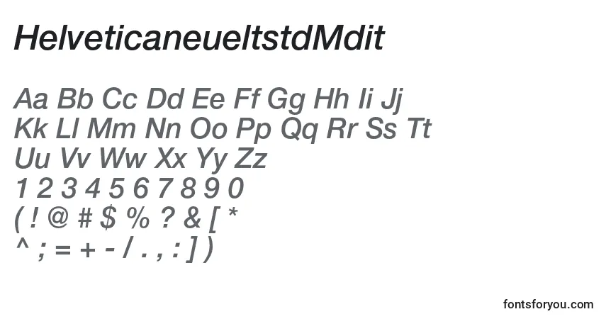 A fonte HelveticaneueltstdMdit – alfabeto, números, caracteres especiais
